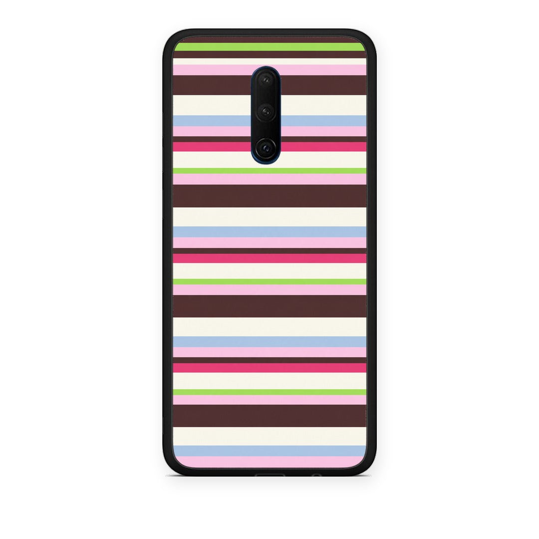 Θήκη OnePlus 7T Pro Multicolour Horizontal Stripes από τη Smartfits με σχέδιο στο πίσω μέρος και μαύρο περίβλημα | OnePlus 7T Pro Multicolour Horizontal Stripes case with colorful back and black bezels