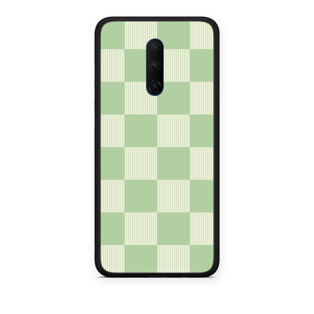 Θήκη OnePlus 7T Pro Sage and Cream Striped Checks από τη Smartfits με σχέδιο στο πίσω μέρος και μαύρο περίβλημα | OnePlus 7T Pro Sage and Cream Striped Checks case with colorful back and black bezels
