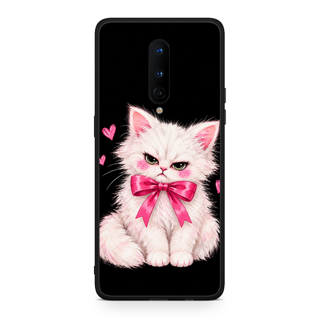 Θήκη OnePlus 8 Grumpy Party Kitten on Black από τη Smartfits με σχέδιο στο πίσω μέρος και μαύρο περίβλημα | OnePlus 8 Grumpy Party Kitten on Black case with colorful back and black bezels