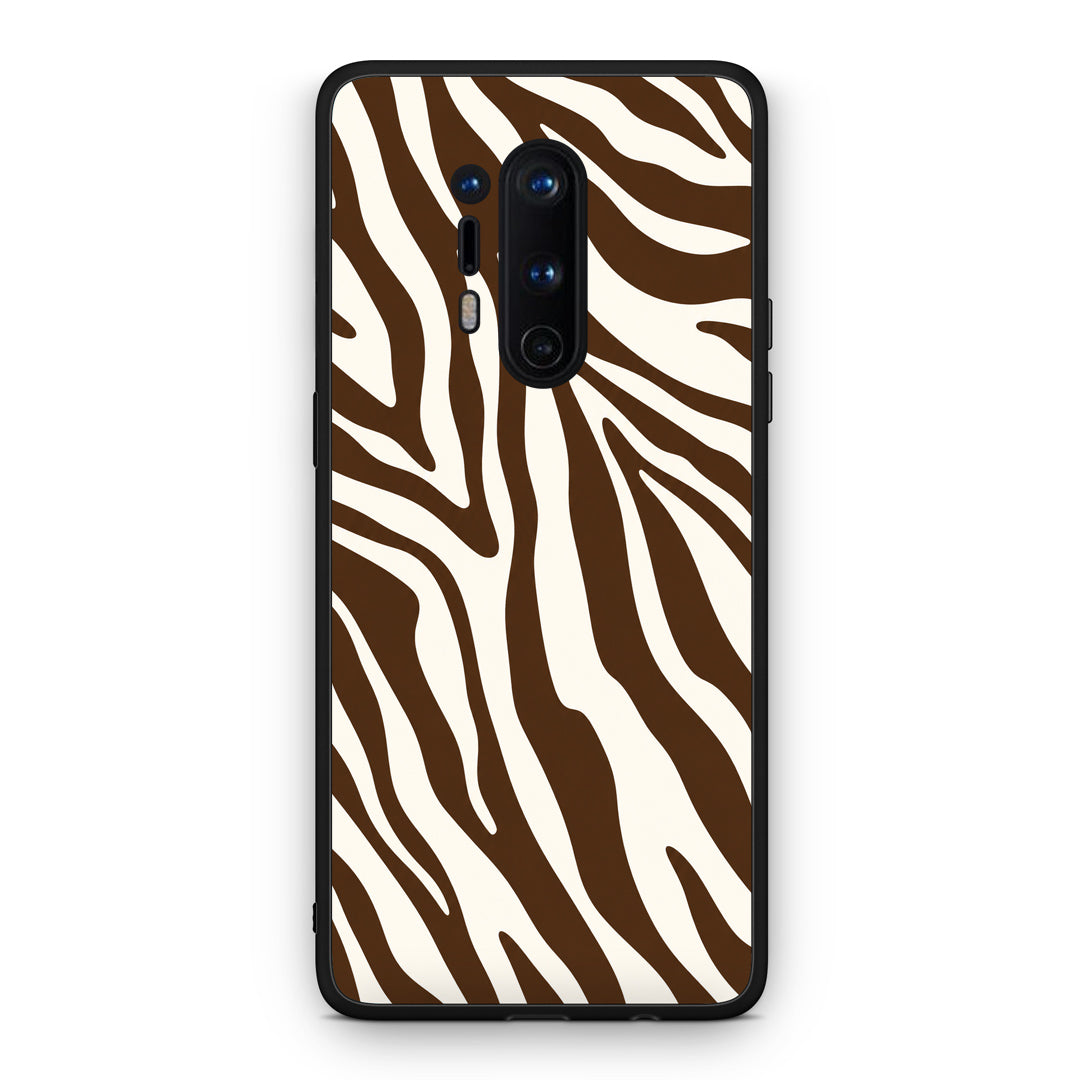 Θήκη OnePlus 8 Pro Brown and Cream Zebra Stripes από τη Smartfits με σχέδιο στο πίσω μέρος και μαύρο περίβλημα | OnePlus 8 Pro Brown and Cream Zebra Stripes case with colorful back and black bezels