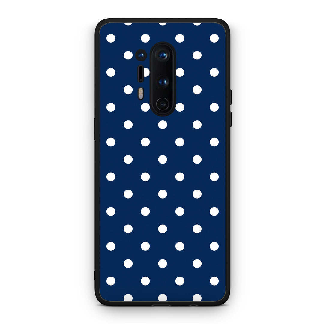 Θήκη OnePlus 8 Pro White Small Polka Dots on Navy από τη Smartfits με σχέδιο στο πίσω μέρος και μαύρο περίβλημα | OnePlus 8 Pro White Small Polka Dots on Navy case with colorful back and black bezels