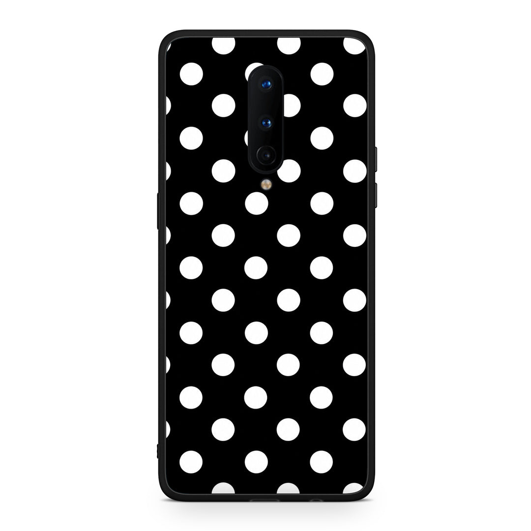 Θήκη OnePlus 8 White Polka Dots on Black από τη Smartfits με σχέδιο στο πίσω μέρος και μαύρο περίβλημα | OnePlus 8 White Polka Dots on Black case with colorful back and black bezels