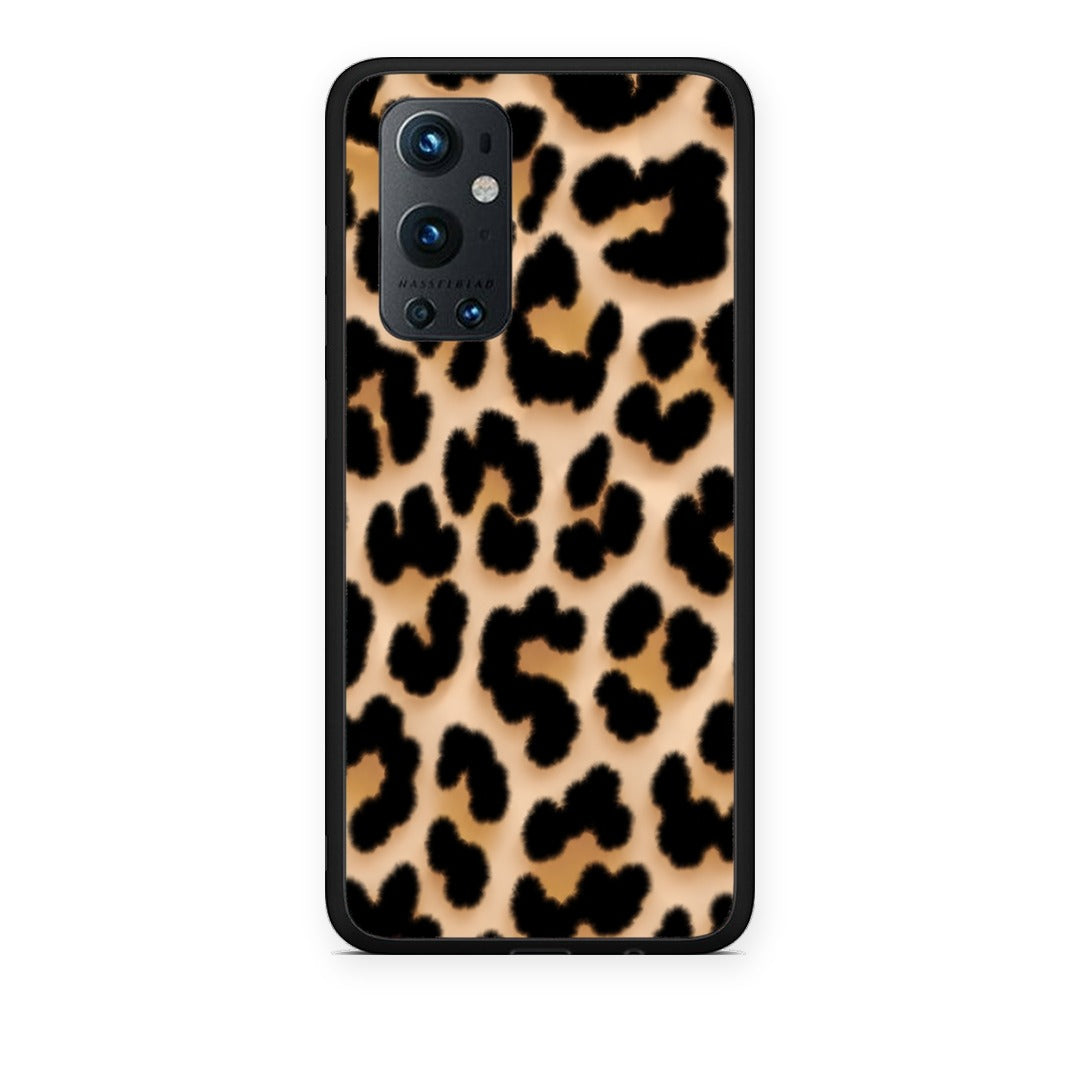 Θήκη OnePlus 9 Pro Leopard Print Tan Large από τη Smartfits με σχέδιο στο πίσω μέρος και μαύρο περίβλημα | OnePlus 9 Pro Leopard Print Tan Large case with colorful back and black bezels