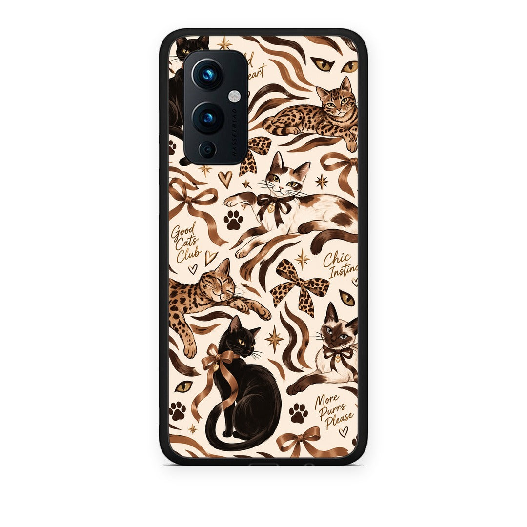 Θήκη OnePlus 9 Wild Cats and Animal Print Collage από τη Smartfits με σχέδιο στο πίσω μέρος και μαύρο περίβλημα | OnePlus 9 Wild Cats and Animal Print Collage case with colorful back and black bezels