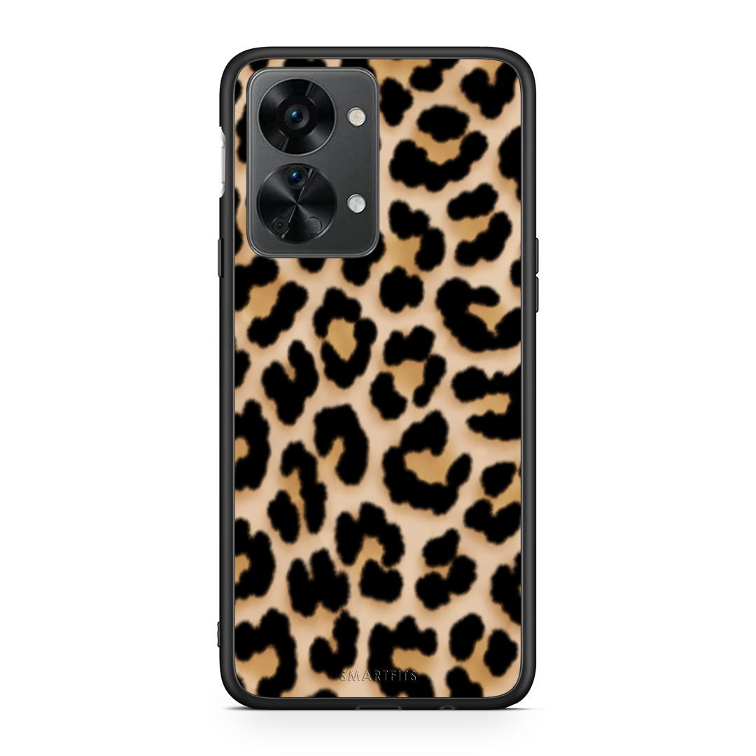 Θήκη OnePlus Nord 2T Leopard Print Tan Small από τη Smartfits με σχέδιο στο πίσω μέρος και μαύρο περίβλημα | OnePlus Nord 2T Leopard Print Tan Small case with colorful back and black bezels