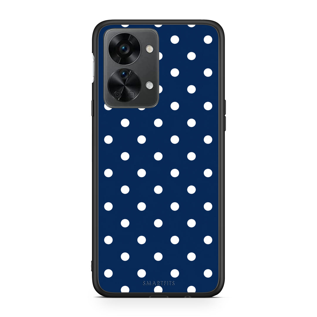 Θήκη OnePlus Nord 2T White Small Polka Dots on Navy από τη Smartfits με σχέδιο στο πίσω μέρος και μαύρο περίβλημα | OnePlus Nord 2T White Small Polka Dots on Navy case with colorful back and black bezels