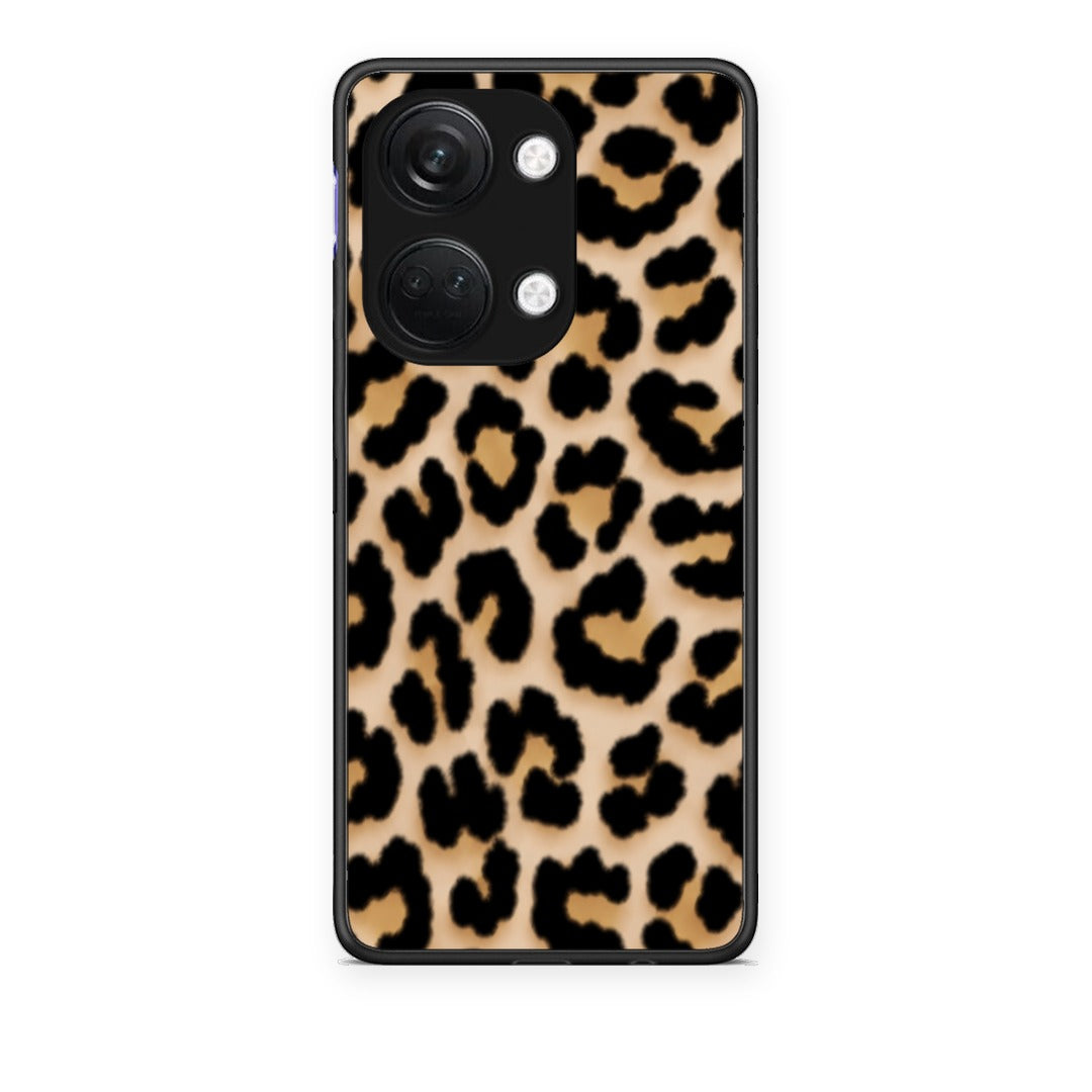Θήκη OnePlus Nord 3 Leopard Print Tan Small από τη Smartfits με σχέδιο στο πίσω μέρος και μαύρο περίβλημα | OnePlus Nord 3 Leopard Print Tan Small case with colorful back and black bezels