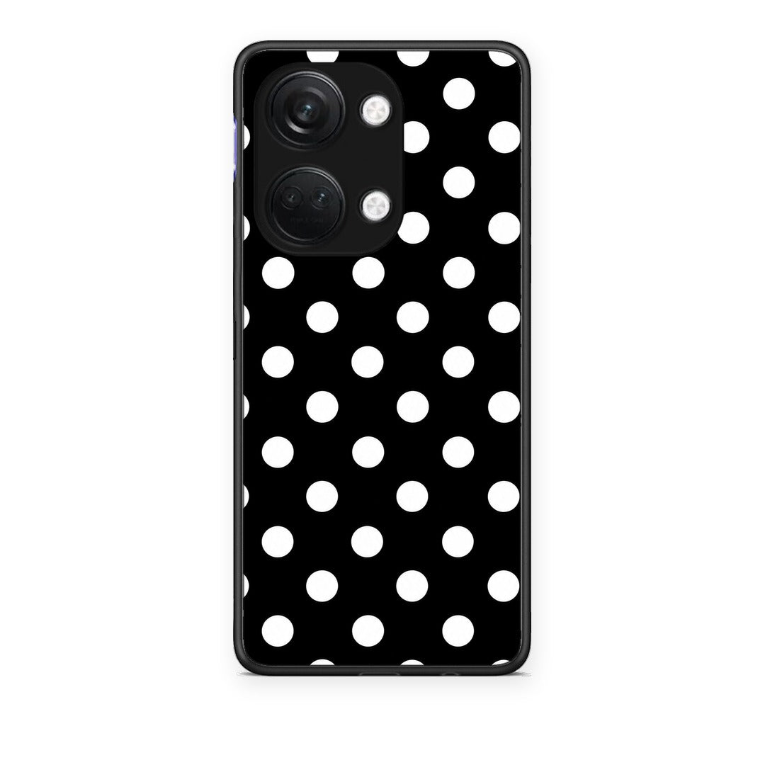 Θήκη OnePlus Nord 3 White Polka Dots on Black από τη Smartfits με σχέδιο στο πίσω μέρος και μαύρο περίβλημα | OnePlus Nord 3 White Polka Dots on Black case with colorful back and black bezels
