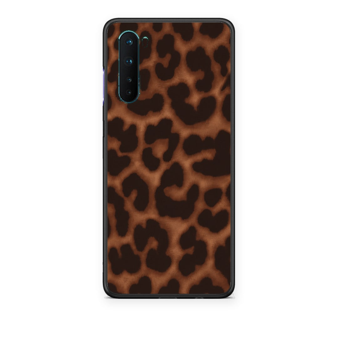 Θήκη OnePlus Nord 5G Leopard Print Dark Brown από τη Smartfits με σχέδιο στο πίσω μέρος και μαύρο περίβλημα | OnePlus Nord 5G Leopard Print Dark Brown case with colorful back and black bezels