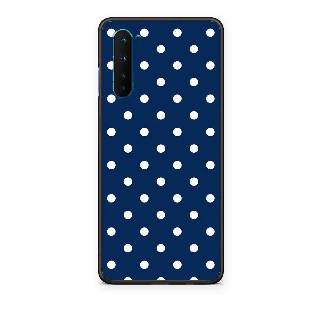 Θήκη OnePlus Nord 5G White Small Polka Dots on Navy από τη Smartfits με σχέδιο στο πίσω μέρος και μαύρο περίβλημα | OnePlus Nord 5G White Small Polka Dots on Navy case with colorful back and black bezels