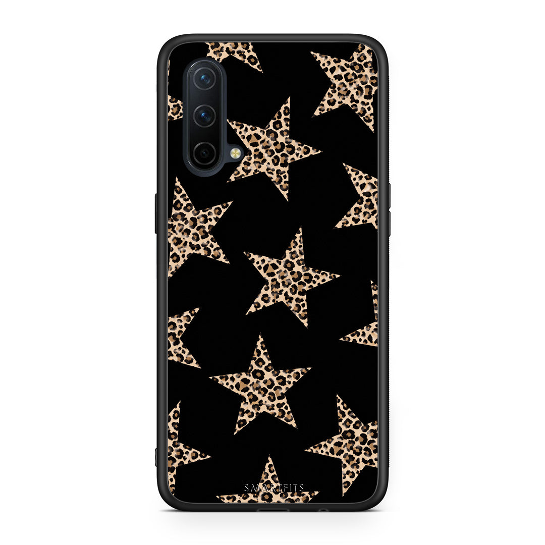 Θήκη OnePlus Nord CE 5G Leopard Stars on Black από τη Smartfits με σχέδιο στο πίσω μέρος και μαύρο περίβλημα | OnePlus Nord CE 5G Leopard Stars on Black case with colorful back and black bezels