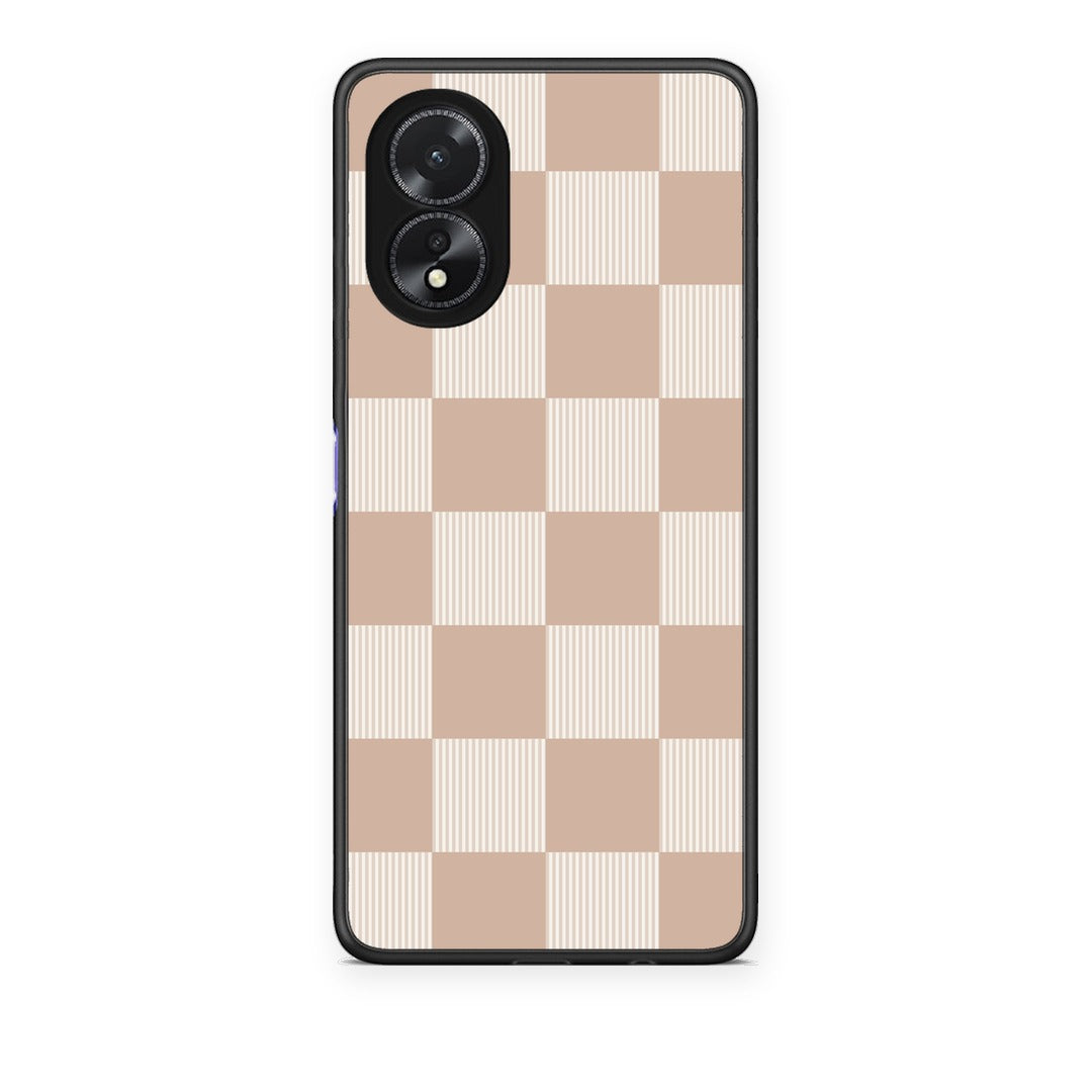 Θήκη Oppo A38 Latte and Cream Striped Checks από τη Smartfits με σχέδιο στο πίσω μέρος και μαύρο περίβλημα | Oppo A38 Latte and Cream Striped Checks case with colorful back and black bezels
