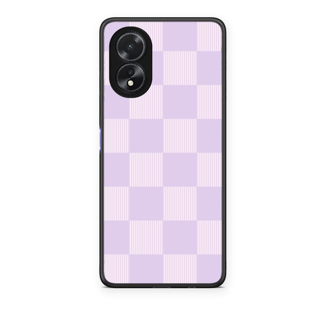 Θήκη Oppo A38 Lilac and Cream Striped Checks από τη Smartfits με σχέδιο στο πίσω μέρος και μαύρο περίβλημα | Oppo A38 Lilac and Cream Striped Checks case with colorful back and black bezels