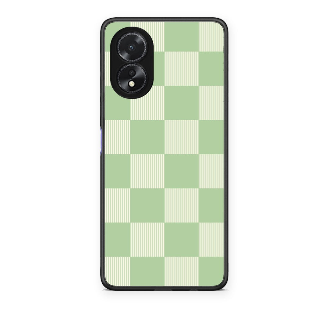 Θήκη Oppo A38 Sage and Cream Striped Checks από τη Smartfits με σχέδιο στο πίσω μέρος και μαύρο περίβλημα | Oppo A38 Sage and Cream Striped Checks case with colorful back and black bezels