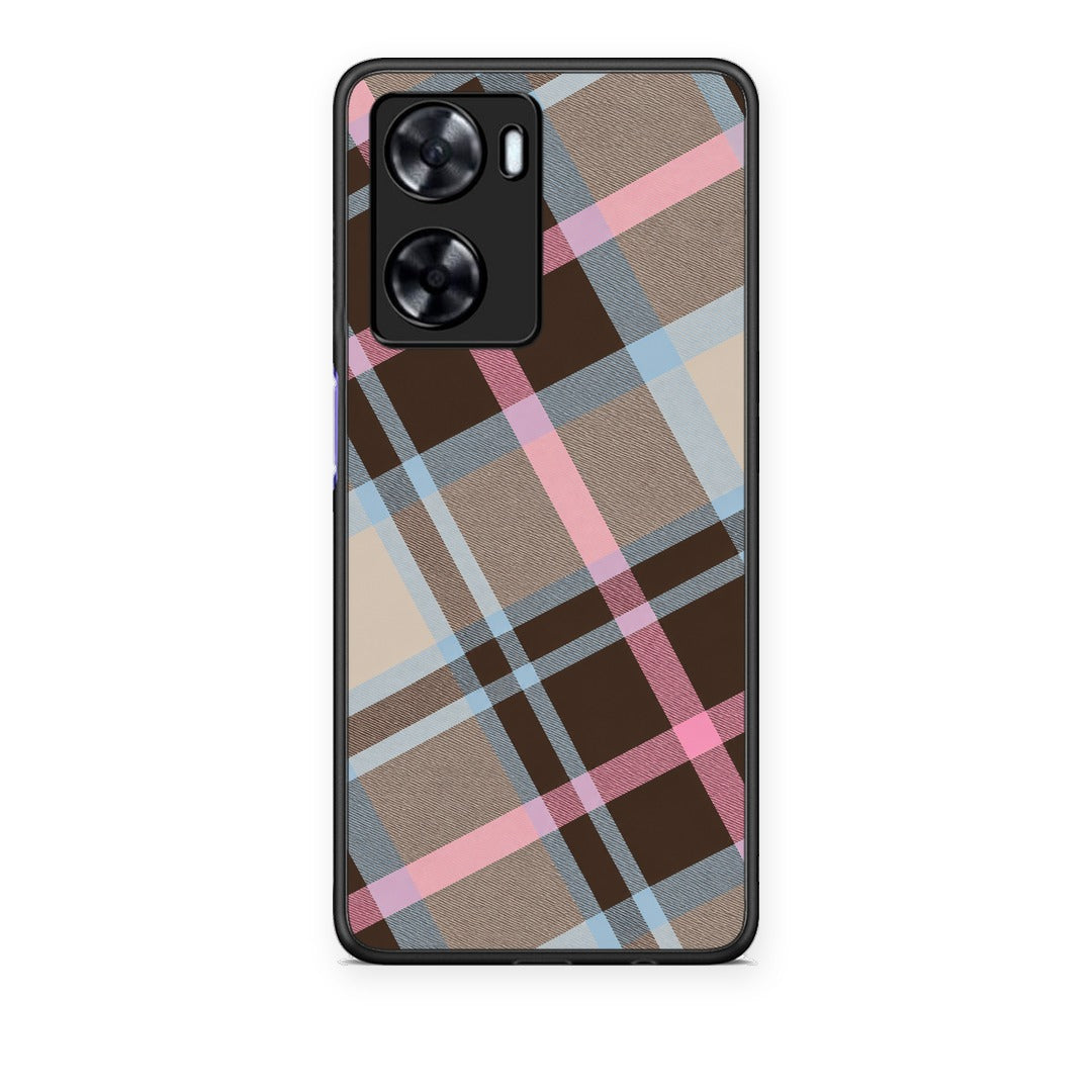 Θήκη Oppo A57s / A77s / A77 Brown Pink and Blue Diagonal Plaid από τη Smartfits με σχέδιο στο πίσω μέρος και μαύρο περίβλημα | Oppo A57s / A77s / A77 Brown Pink and Blue Diagonal Plaid case with colorful back and black bezels