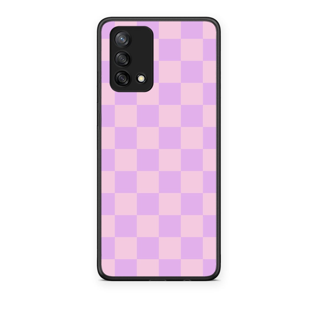 Θήκη Oppo A74 4G Lavender and Pink Checkerboard από τη Smartfits με σχέδιο στο πίσω μέρος και μαύρο περίβλημα | Oppo A74 4G Lavender and Pink Checkerboard case with colorful back and black bezels