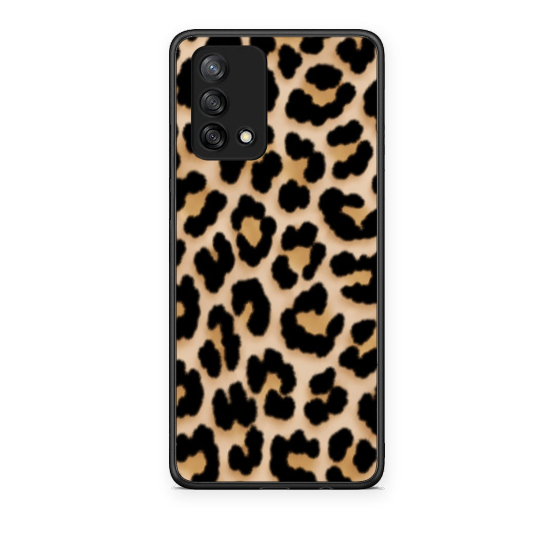 Θήκη Oppo A74 4G Leopard Print Tan Small από τη Smartfits με σχέδιο στο πίσω μέρος και μαύρο περίβλημα | Oppo A74 4G Leopard Print Tan Small case with colorful back and black bezels