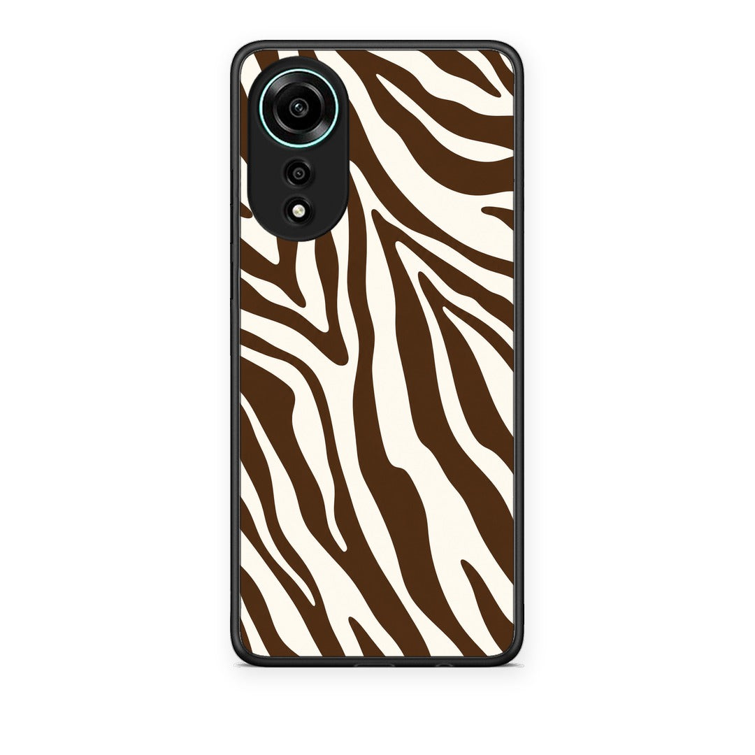 Θήκη Oppo A78 4G Brown and Cream Zebra Stripes από τη Smartfits με σχέδιο στο πίσω μέρος και μαύρο περίβλημα | Oppo A78 4G Brown and Cream Zebra Stripes case with colorful back and black bezels