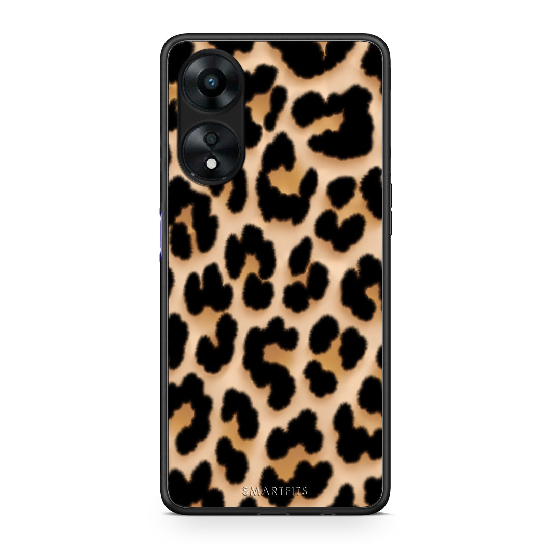 Θήκη Oppo A78 5G Leopard Print Tan Large από τη Smartfits με σχέδιο στο πίσω μέρος και μαύρο περίβλημα | Oppo A78 5G Leopard Print Tan Large case with colorful back and black bezels