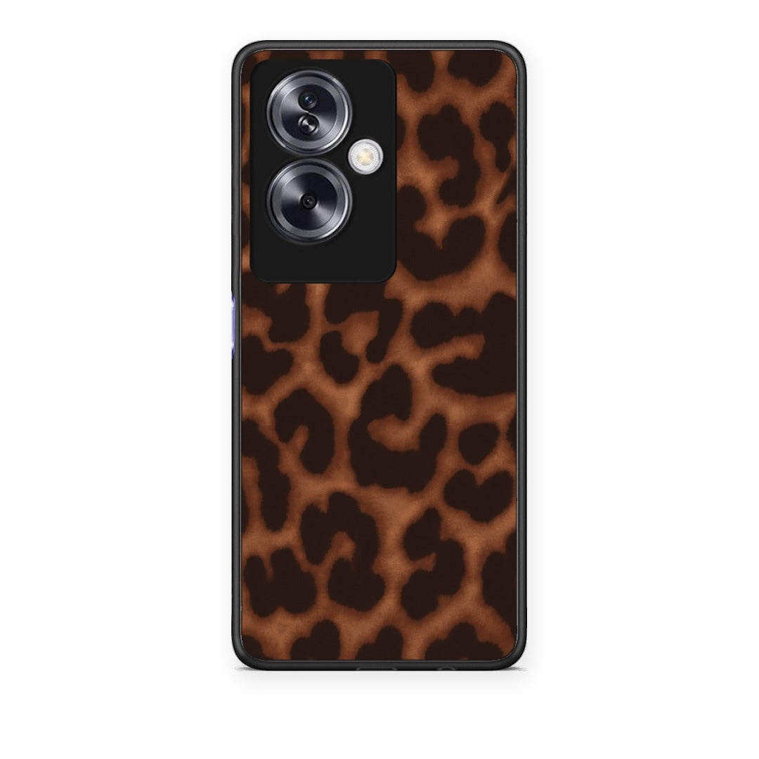 Θήκη Oppo A79 / A2 Leopard Print Dark Brown από τη Smartfits με σχέδιο στο πίσω μέρος και μαύρο περίβλημα | Oppo A79 / A2 Leopard Print Dark Brown case with colorful back and black bezels