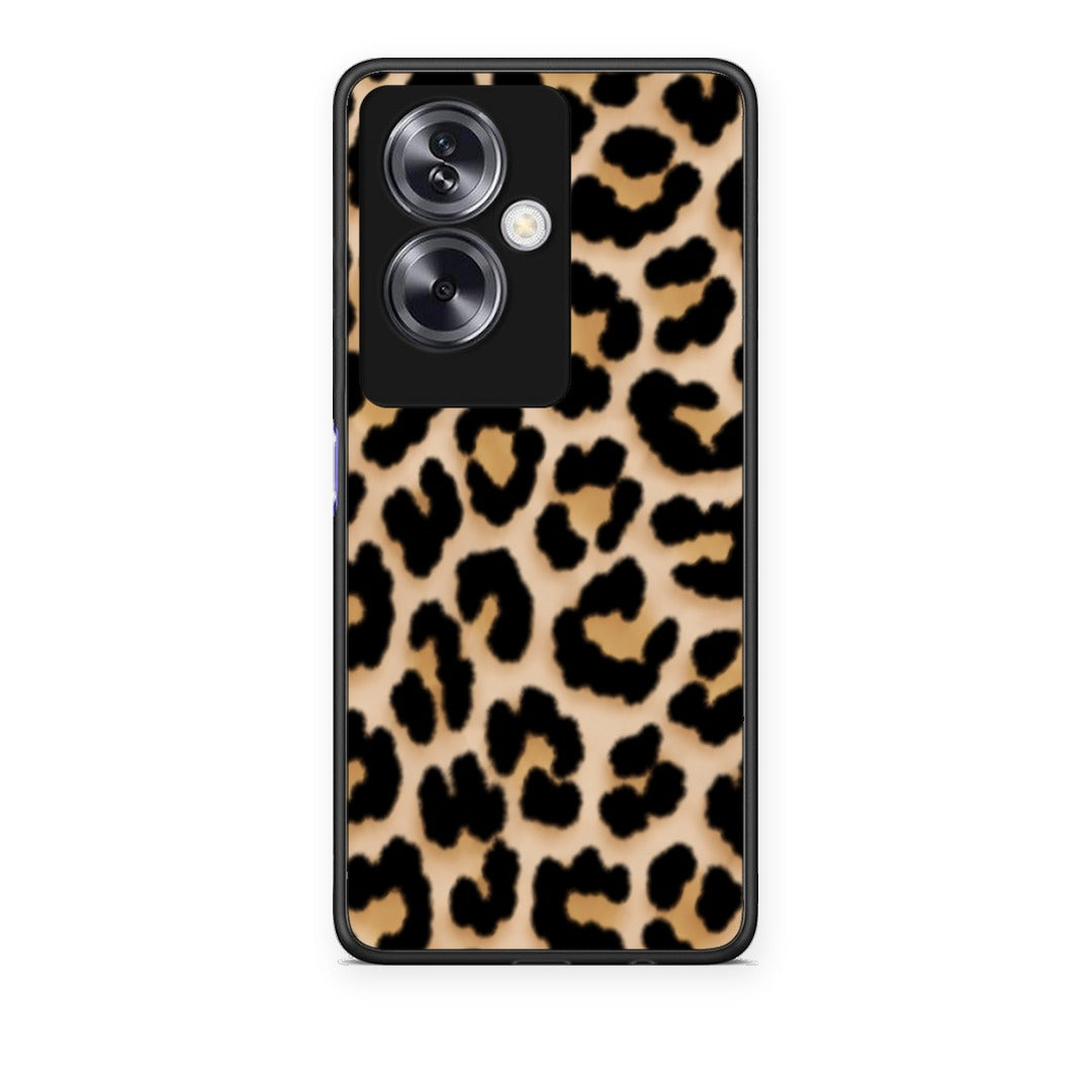Θήκη Oppo A79 / A2 Leopard Print Tan Small από τη Smartfits με σχέδιο στο πίσω μέρος και μαύρο περίβλημα | Oppo A79 / A2 Leopard Print Tan Small case with colorful back and black bezels