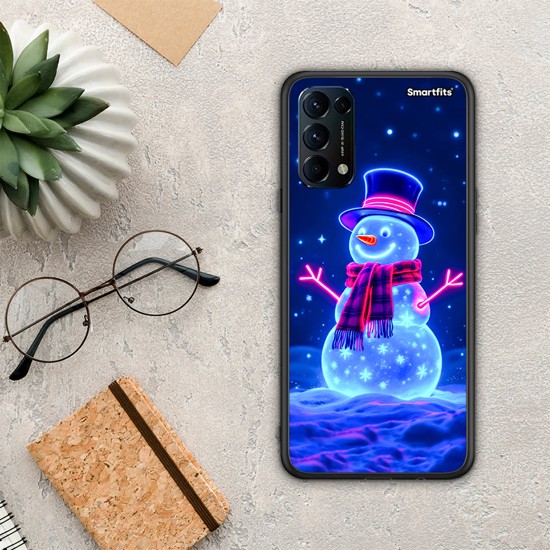 Christmas Neon Snowman - Oppo Find X3 Lite / Reno 5 5G / Reno 5 4G θήκη