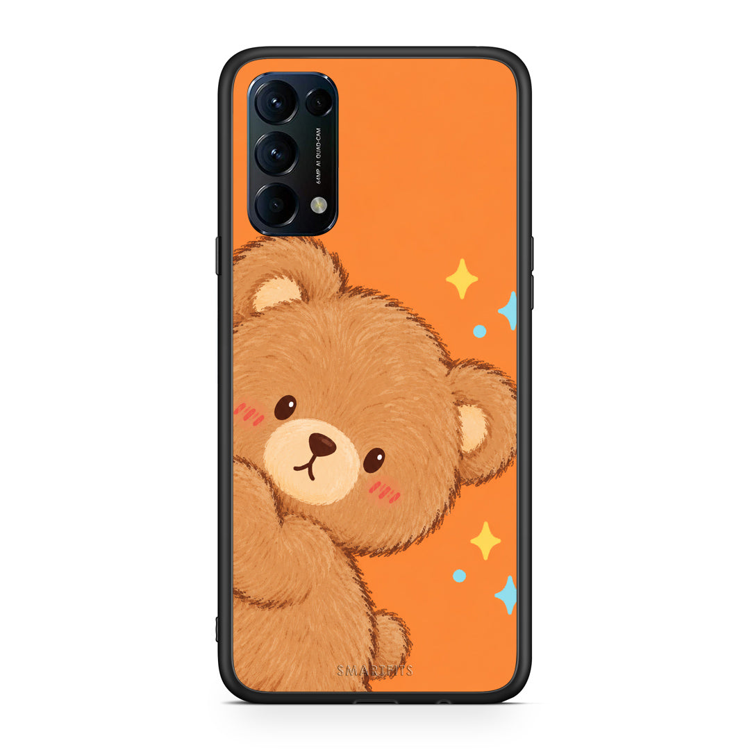Θήκη Oppo Find X3 Lite / Reno 5 5G / Reno 5 4G Peekaboo Teddy on Orange από τη Smartfits με σχέδιο στο πίσω μέρος και μαύρο περίβλημα | Oppo Find X3 Lite / Reno 5 5G / Reno 5 4G Peekaboo Teddy on Orange case with colorful back and black bezels
