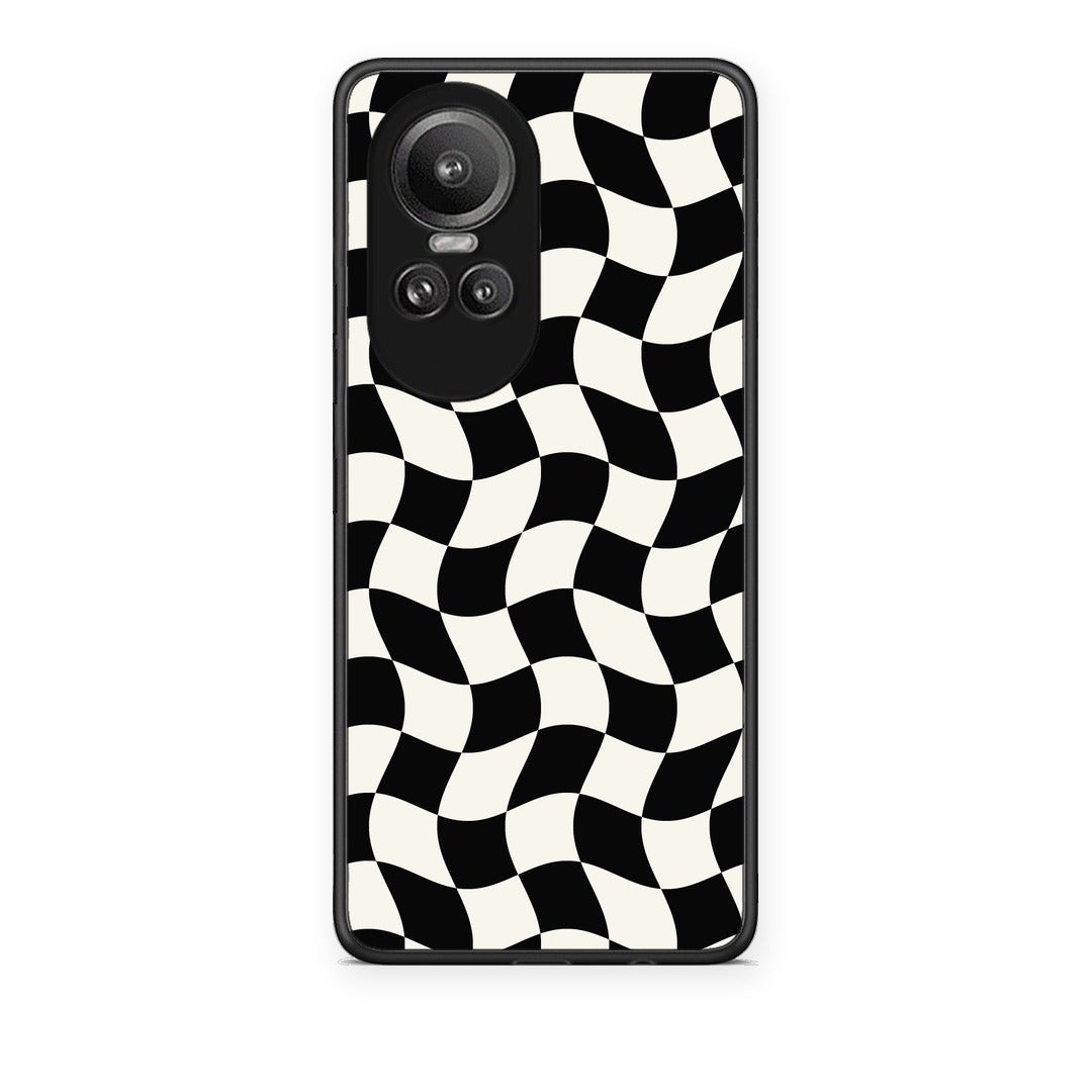 Θήκη Oppo Reno10 Pro Black and Cream Wavy Checkerboard από τη Smartfits με σχέδιο στο πίσω μέρος και μαύρο περίβλημα | Oppo Reno10 Pro Black and Cream Wavy Checkerboard case with colorful back and black bezels