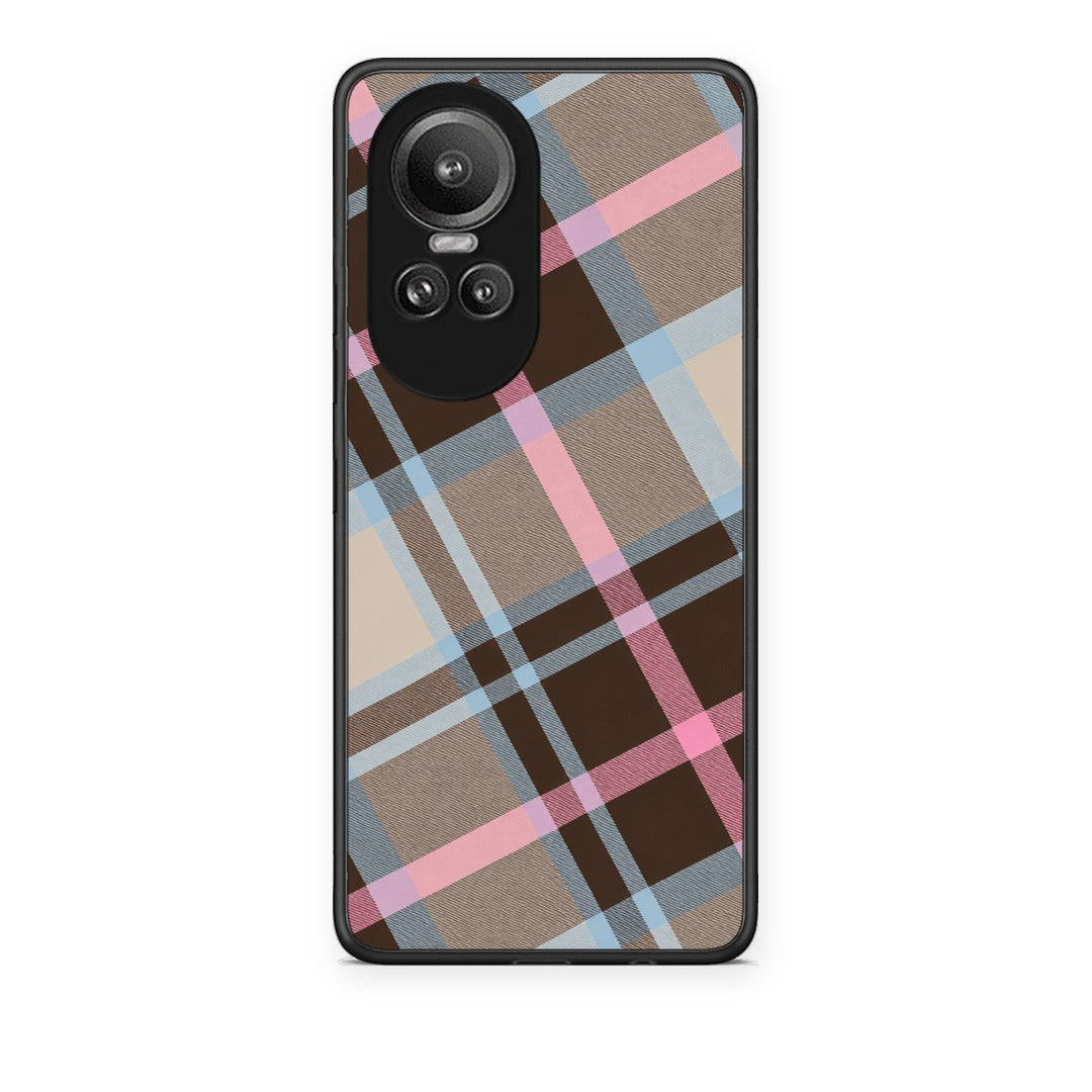 Θήκη Oppo Reno10 Pro Brown Pink and Blue Diagonal Plaid από τη Smartfits με σχέδιο στο πίσω μέρος και μαύρο περίβλημα | Oppo Reno10 Pro Brown Pink and Blue Diagonal Plaid case with colorful back and black bezels