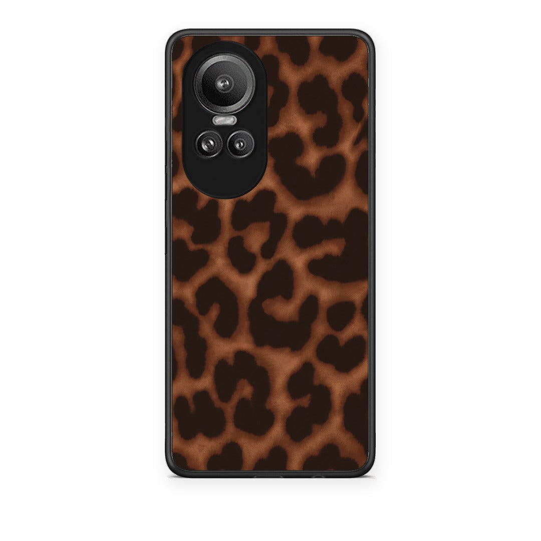 Θήκη Oppo Reno10 Pro Leopard Print Dark Brown από τη Smartfits με σχέδιο στο πίσω μέρος και μαύρο περίβλημα | Oppo Reno10 Pro Leopard Print Dark Brown case with colorful back and black bezels