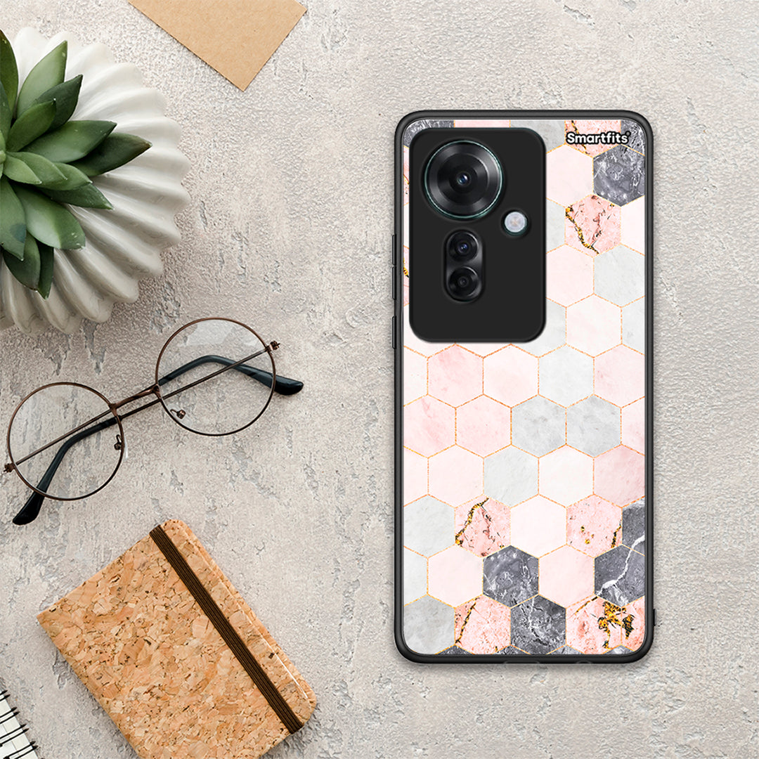 Marble Hexagon Pink - Oppo Reno11 F 5G θήκη