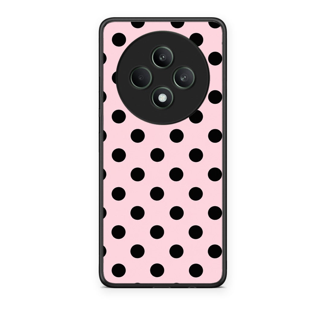 Θήκη Oppo Reno12 F 5G / FS 5G Black Polka Dots on Pink από τη Smartfits με σχέδιο στο πίσω μέρος και μαύρο περίβλημα | Oppo Reno12 F 5G / FS 5G Black Polka Dots on Pink case with colorful back and black bezels