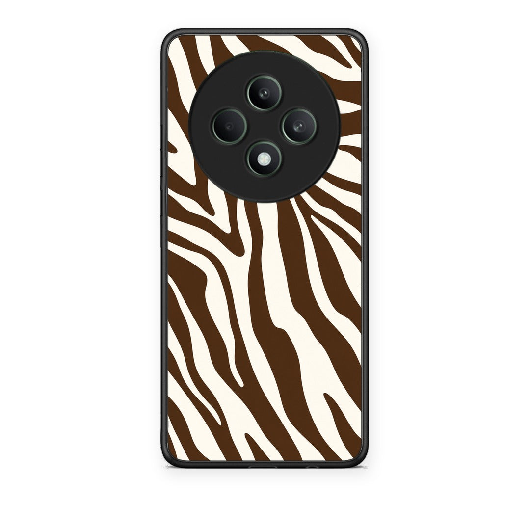 Θήκη Oppo Reno12 F 5G / FS 5G Brown and Cream Zebra Stripes από τη Smartfits με σχέδιο στο πίσω μέρος και μαύρο περίβλημα | Oppo Reno12 F 5G / FS 5G Brown and Cream Zebra Stripes case with colorful back and black bezels