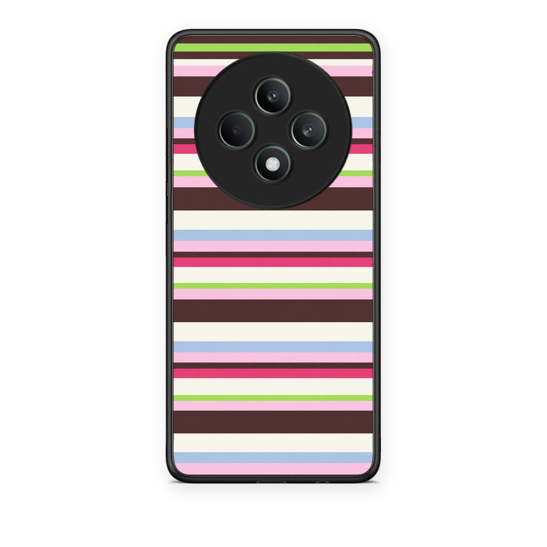 Θήκη Oppo Reno12 F 5G / FS 5G Multicolour Horizontal Stripes από τη Smartfits με σχέδιο στο πίσω μέρος και μαύρο περίβλημα | Oppo Reno12 F 5G / FS 5G Multicolour Horizontal Stripes case with colorful back and black bezels