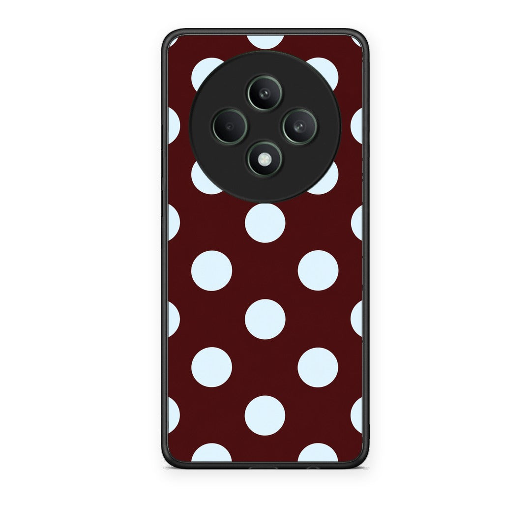Θήκη Oppo Reno12 F 5G / FS 5G Pale Blue Large Polka Dots on Burgundy από τη Smartfits με σχέδιο στο πίσω μέρος και μαύρο περίβλημα | Oppo Reno12 F 5G / FS 5G Pale Blue Large Polka Dots on Burgundy case with colorful back and black bezels