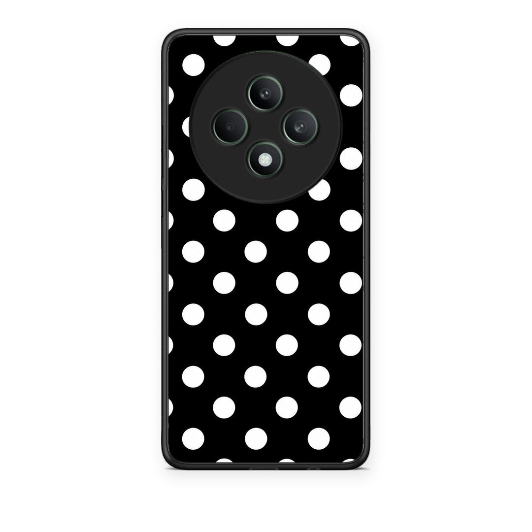 Θήκη Oppo Reno12 F 5G / FS 5G White Polka Dots on Black από τη Smartfits με σχέδιο στο πίσω μέρος και μαύρο περίβλημα | Oppo Reno12 F 5G / FS 5G White Polka Dots on Black case with colorful back and black bezels