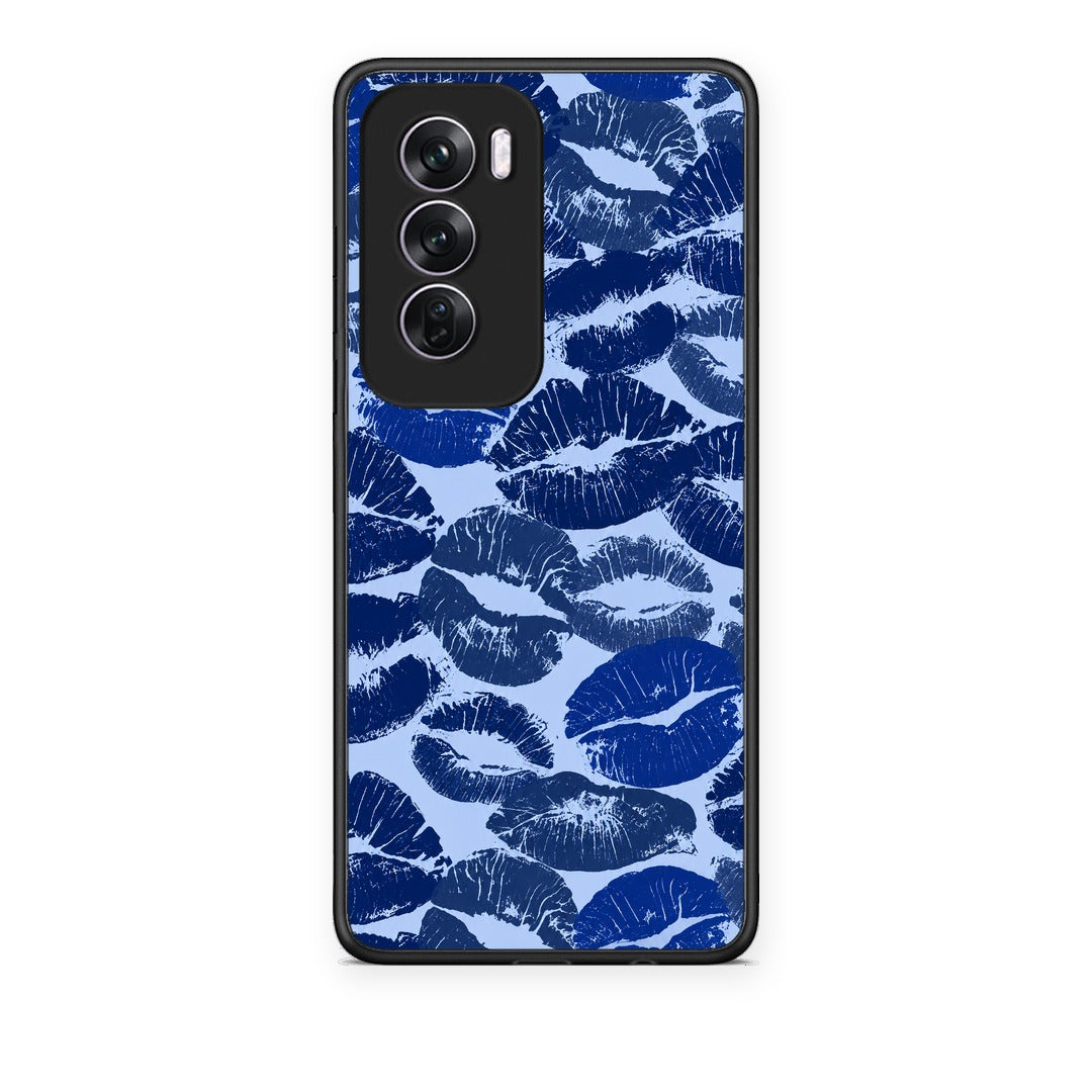 Θήκη Oppo Reno12 Pro Blue Lipstick Kisses από τη Smartfits με σχέδιο στο πίσω μέρος και μαύρο περίβλημα | Oppo Reno12 Pro Blue Lipstick Kisses case with colorful back and black bezels