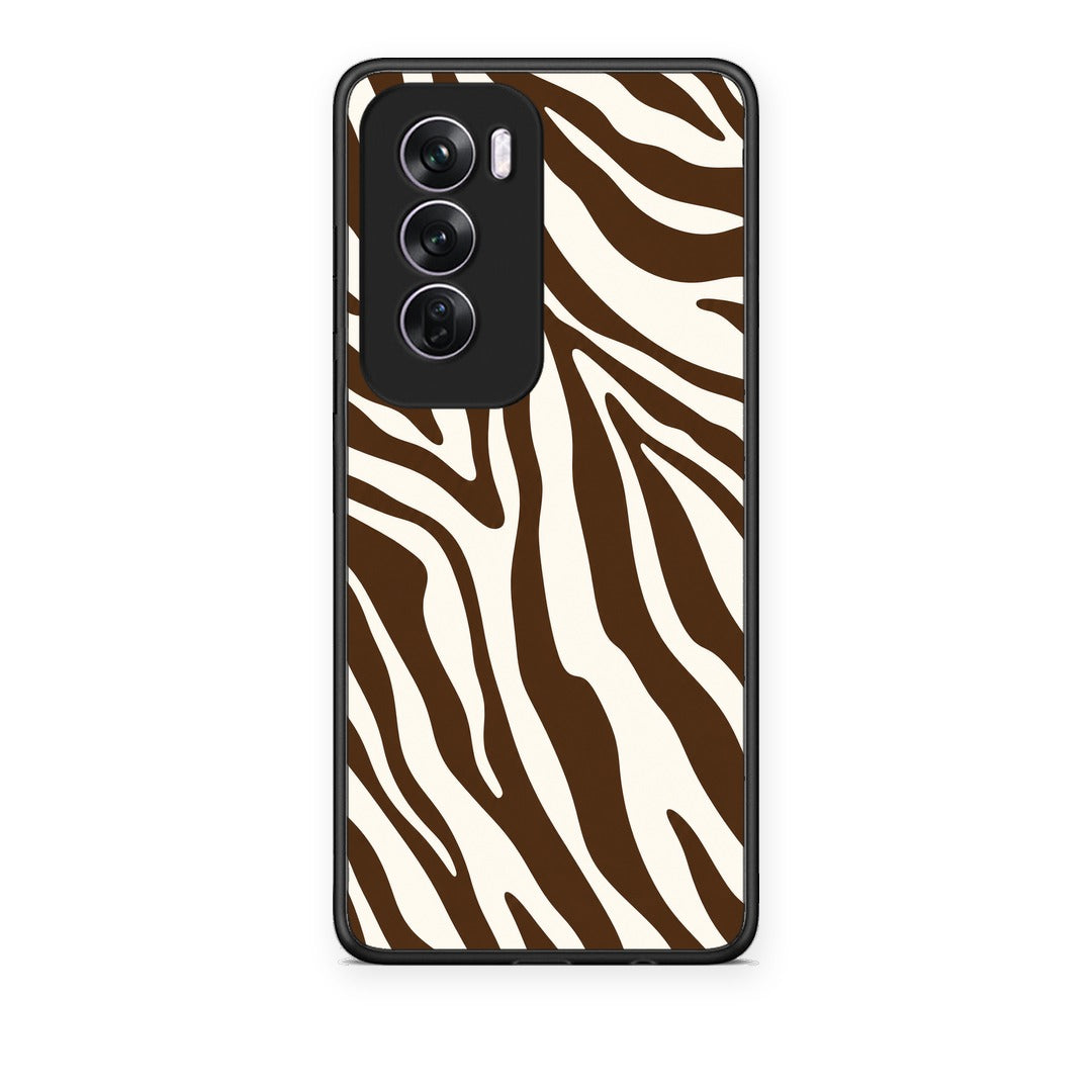 Θήκη Oppo Reno12 Pro Brown and Cream Zebra Stripes από τη Smartfits με σχέδιο στο πίσω μέρος και μαύρο περίβλημα | Oppo Reno12 Pro Brown and Cream Zebra Stripes case with colorful back and black bezels