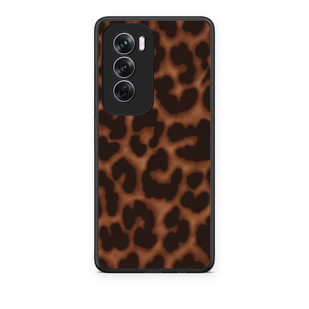 Θήκη Oppo Reno12 Pro Leopard Print Dark Brown από τη Smartfits με σχέδιο στο πίσω μέρος και μαύρο περίβλημα | Oppo Reno12 Pro Leopard Print Dark Brown case with colorful back and black bezels