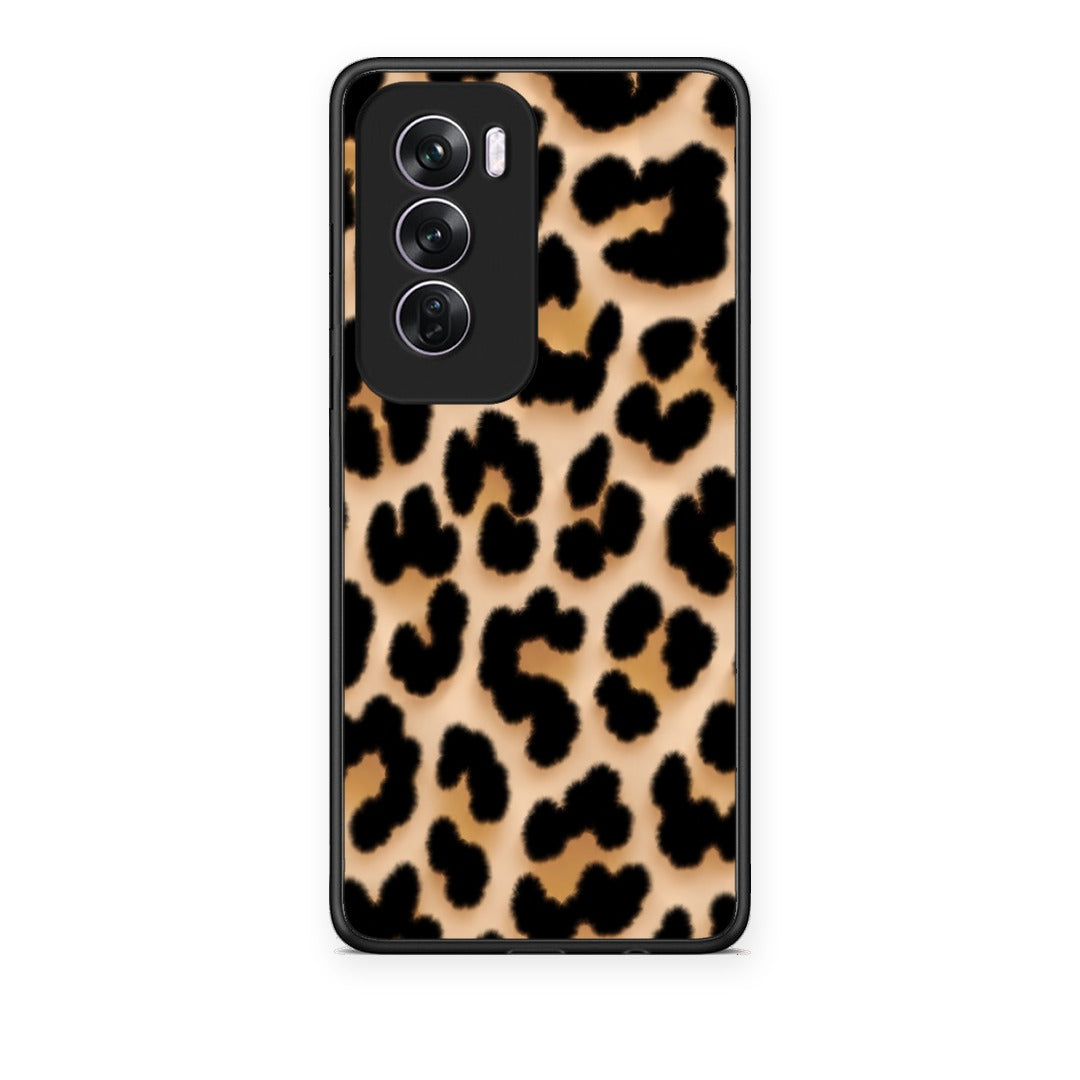 Θήκη Oppo Reno12 Pro Leopard Print Tan Large από τη Smartfits με σχέδιο στο πίσω μέρος και μαύρο περίβλημα | Oppo Reno12 Pro Leopard Print Tan Large case with colorful back and black bezels