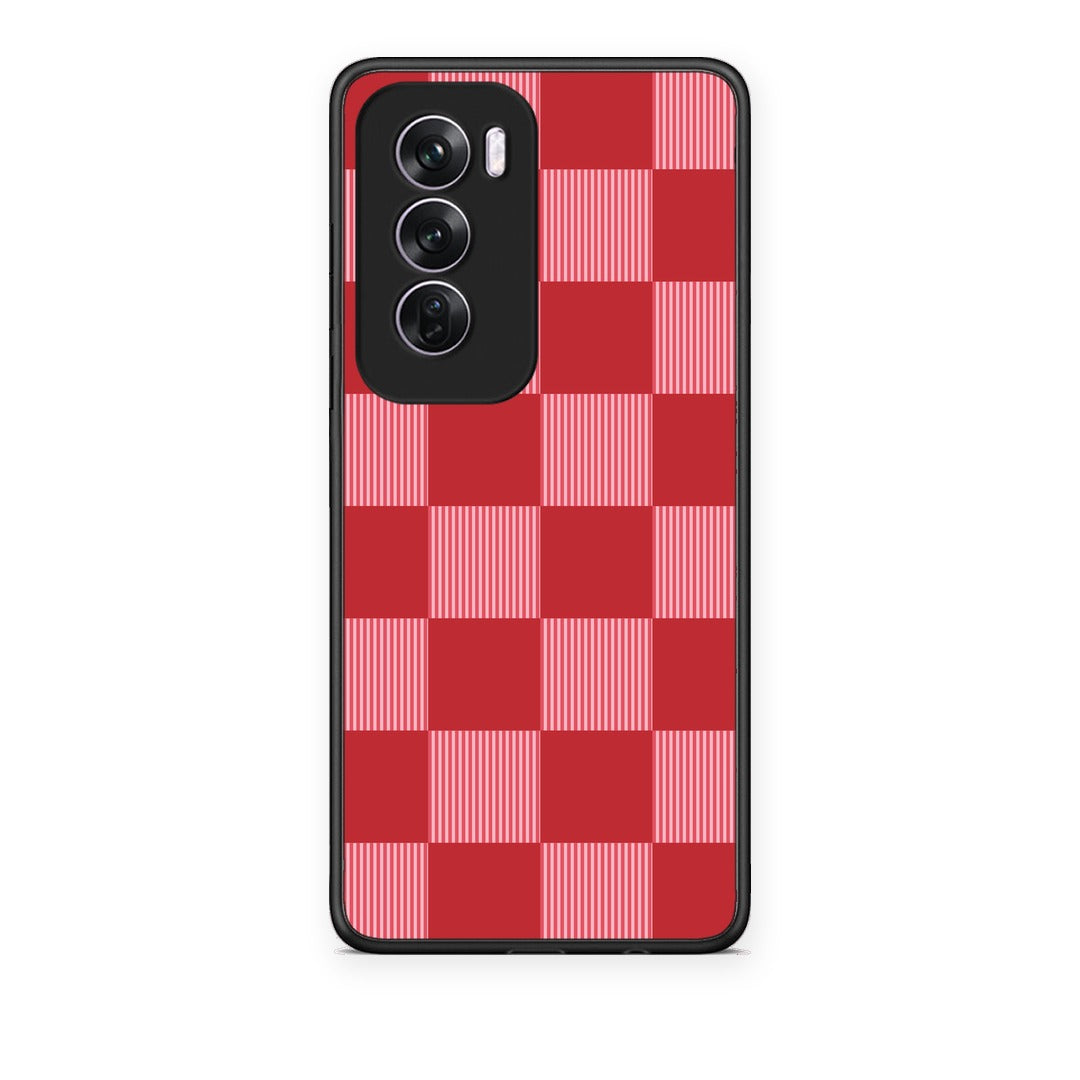 Θήκη Oppo Reno12 Pro Red and Pink Striped Checks από τη Smartfits με σχέδιο στο πίσω μέρος και μαύρο περίβλημα | Oppo Reno12 Pro Red and Pink Striped Checks case with colorful back and black bezels
