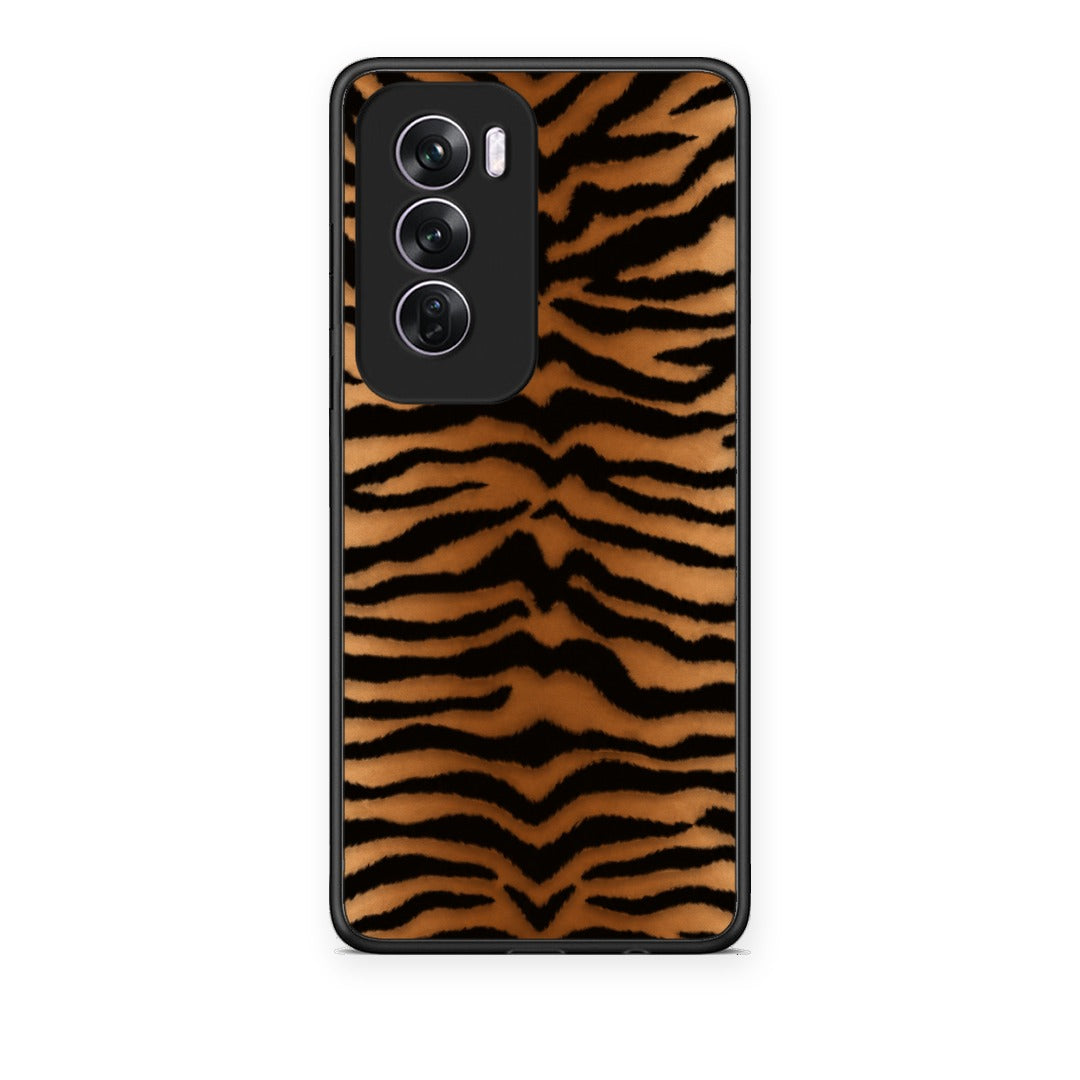 Θήκη Oppo Reno12 Pro Tiger Print Orange and Black από τη Smartfits με σχέδιο στο πίσω μέρος και μαύρο περίβλημα | Oppo Reno12 Pro Tiger Print Orange and Black case with colorful back and black bezels