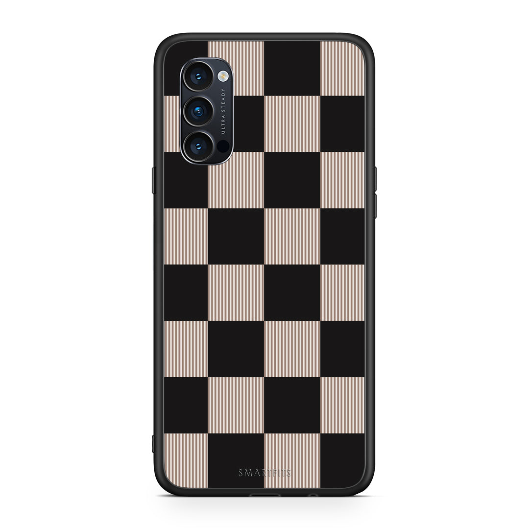 Θήκη Oppo Reno4 Pro 5G Black and Taupe Striped Checks από τη Smartfits με σχέδιο στο πίσω μέρος και μαύρο περίβλημα | Oppo Reno4 Pro 5G Black and Taupe Striped Checks case with colorful back and black bezels