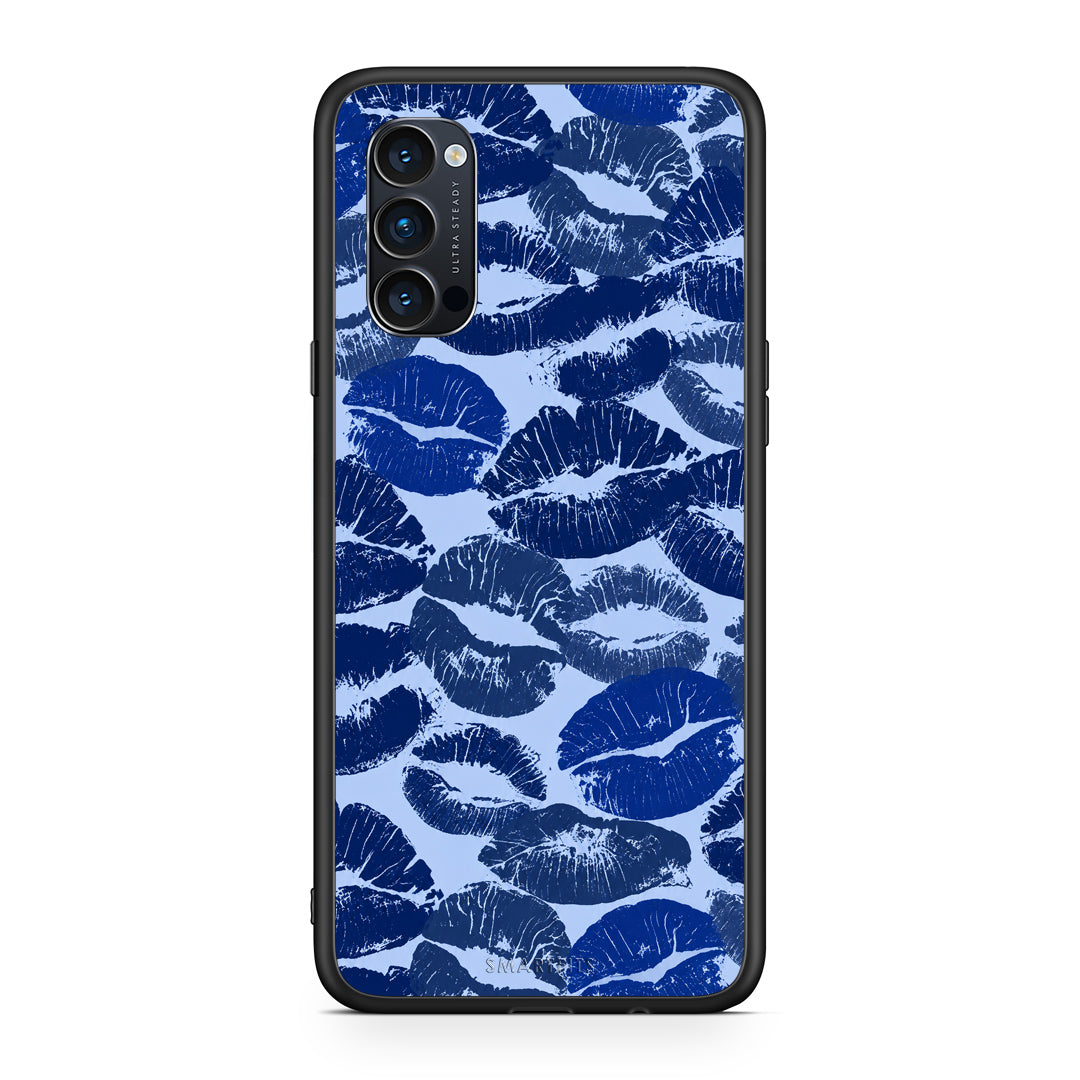 Θήκη Oppo Reno4 Pro 5G Blue Lipstick Kisses από τη Smartfits με σχέδιο στο πίσω μέρος και μαύρο περίβλημα | Oppo Reno4 Pro 5G Blue Lipstick Kisses case with colorful back and black bezels