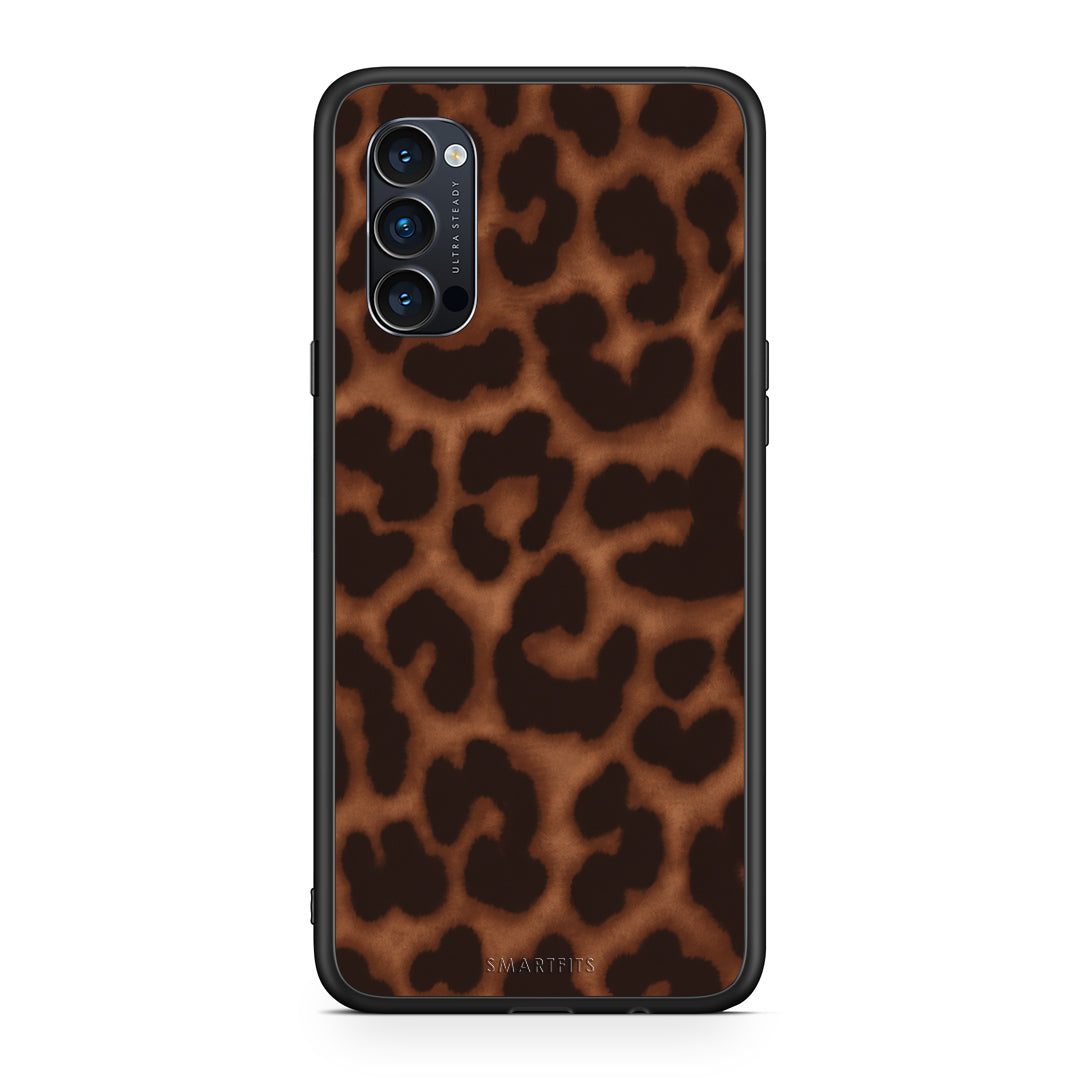 Θήκη Oppo Reno4 Pro 5G Leopard Print Dark Brown από τη Smartfits με σχέδιο στο πίσω μέρος και μαύρο περίβλημα | Oppo Reno4 Pro 5G Leopard Print Dark Brown case with colorful back and black bezels