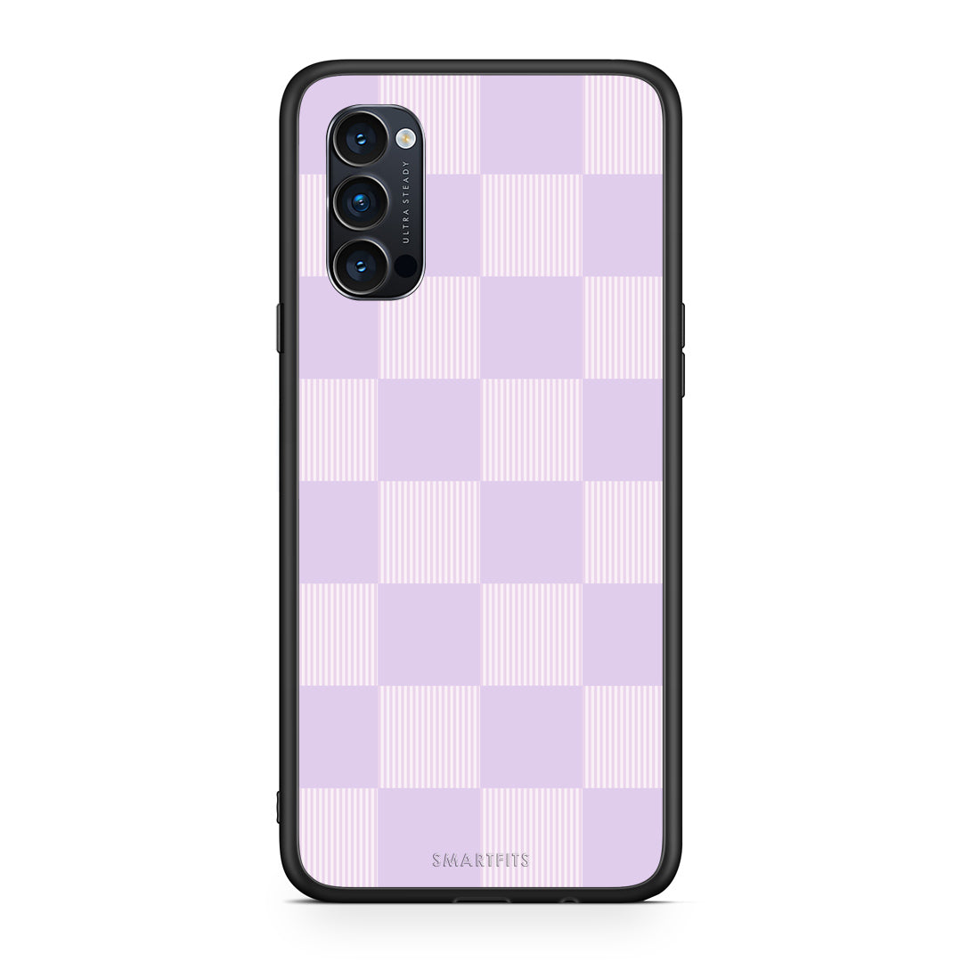Θήκη Oppo Reno4 Pro 5G Lilac and Cream Striped Checks από τη Smartfits με σχέδιο στο πίσω μέρος και μαύρο περίβλημα | Oppo Reno4 Pro 5G Lilac and Cream Striped Checks case with colorful back and black bezels