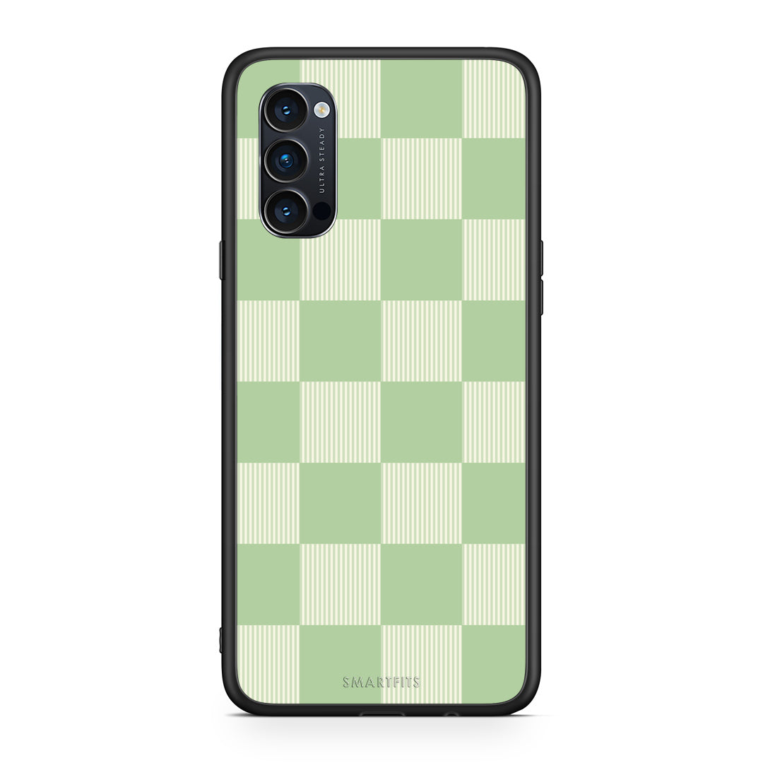Θήκη Oppo Reno4 Pro 5G Sage and Cream Striped Checks από τη Smartfits με σχέδιο στο πίσω μέρος και μαύρο περίβλημα | Oppo Reno4 Pro 5G Sage and Cream Striped Checks case with colorful back and black bezels