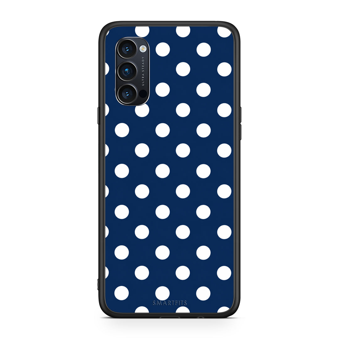 Θήκη Oppo Reno4 Pro 5G White Large Polka Dots on Navy από τη Smartfits με σχέδιο στο πίσω μέρος και μαύρο περίβλημα | Oppo Reno4 Pro 5G White Large Polka Dots on Navy case with colorful back and black bezels
