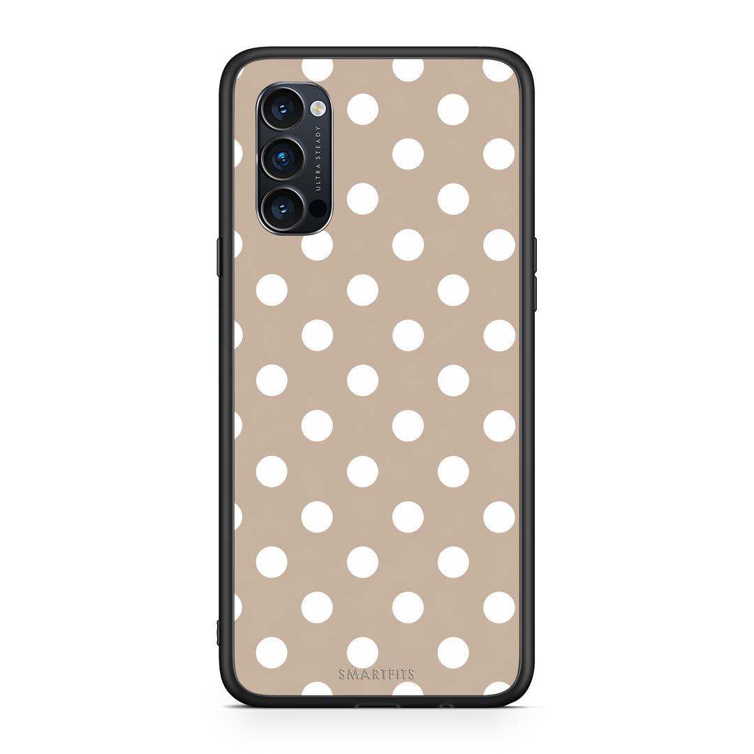 Θήκη Oppo Reno4 Pro 5G White Polka Dots on Taupe από τη Smartfits με σχέδιο στο πίσω μέρος και μαύρο περίβλημα | Oppo Reno4 Pro 5G White Polka Dots on Taupe case with colorful back and black bezels
