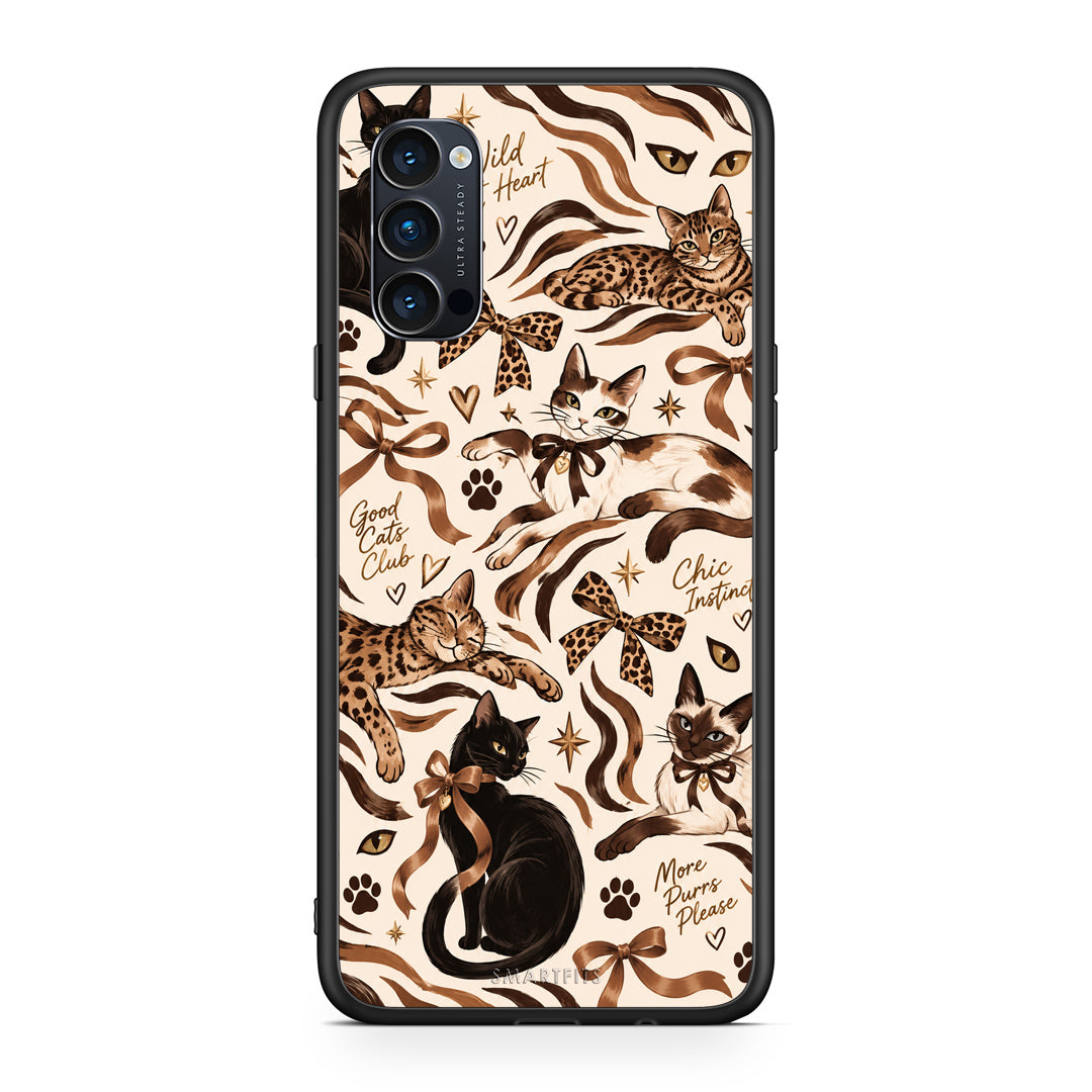 Θήκη Oppo Reno4 Pro 5G Wild Cats and Animal Print Collage από τη Smartfits με σχέδιο στο πίσω μέρος και μαύρο περίβλημα | Oppo Reno4 Pro 5G Wild Cats and Animal Print Collage case with colorful back and black bezels
